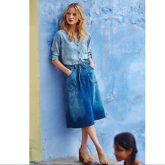 denim skirt with tie